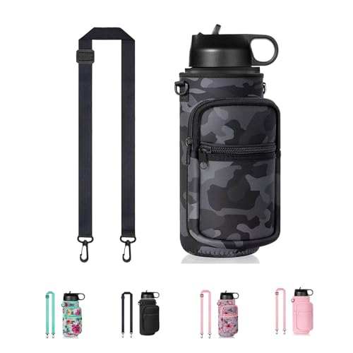Water Bottle Holder with Strap, 32/40 oz Insulated Water Bottle Sling Bag Crossbody, Water Bottle Carrier Bag with Phone P...