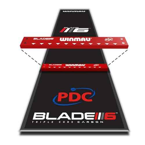 Winmau Darts Mat - Pro Zone Precision Blade 6 Soft Feel Dart Mat with Raised Integrated Oche Line for Steel Tip - Floor Mat Protection for Dart Board