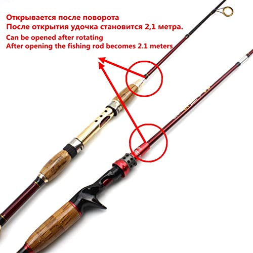 Fishing Rod Fishing Rod Portable - 2.1M Spinning Rod Fast Lure Rod Lure 10-25g Carbon Fiber Fishing Rod Wooden Handle Trou...