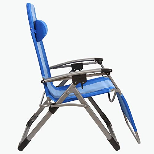 Kamp-Rite Outdoor Folding Reclining Zero Gravity Beach Lawn Chair w/Headrest Pillow, for Camping, Tailgating, & Sports, 30...