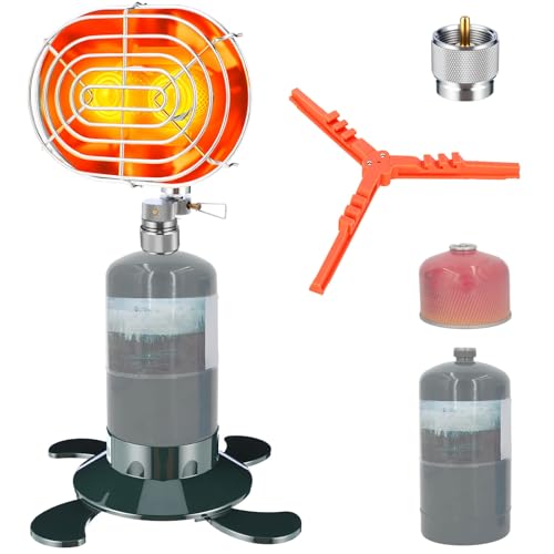 Portable 2-burner Propane Heater 12, 400BTU for Camping Tent Outdoor with Cylinder Base and Tripod, Winter Golf Cart Heate...