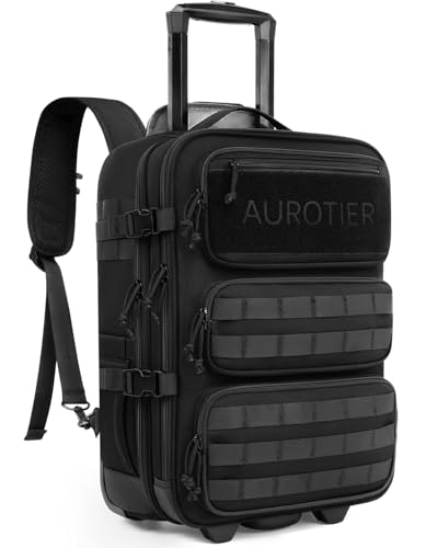 AUROTIER Rolling Tactical Laptop Backpack, 17 Inch Wheeled Military Computer Backpack for Men and Women, Roller Carry on L...