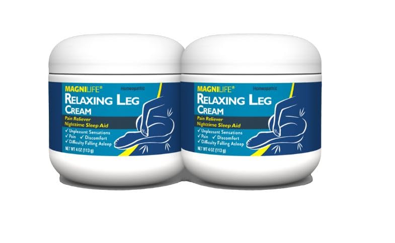 MagniLife Relaxing Leg Cream, Restless Legs, Naturally Soothe Cramping, Discomfort, and Tossing with Lavender and Magnesium (2 Pack-4oz Jars)