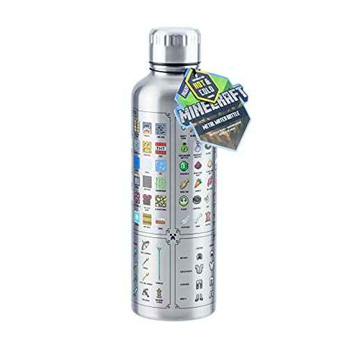 Paladone Minecraft Metal Water Bottle | Officially Licensed Gaming Merchandise