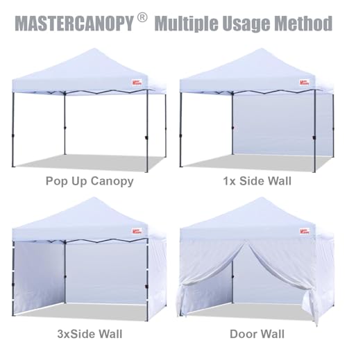 MASTERCANOPY Heavy Duty Pop up Canopy Tent with Sidewalls (10x10,White)