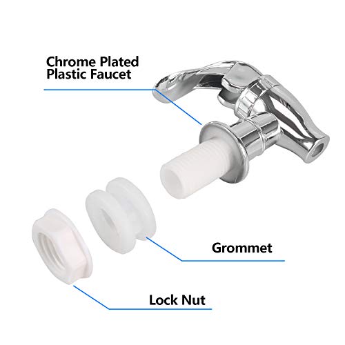 16mm Beverage Dispenser Replacement Spigot Silver Push Style faucet for Beverage Dispenser Carafe Plastic Pour Spout Set I...