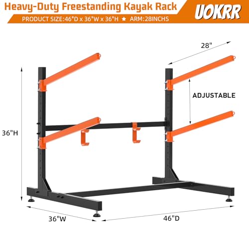 UOKRR Kayak Storage Rack, Freestanding Kayak Racks for Garage, Heavy Duty Adjustable Kayak Stand Indoor Outdoor Storage Ra...