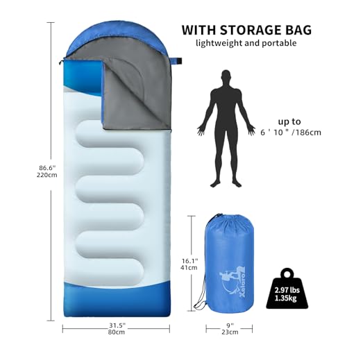 Xelaro Sleeping Bags for Adults Kids - 3 Season Cold&Warm Weather Waterproof Camping Sleeping Bags - Lightweight Sleeping ...