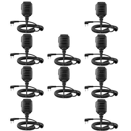 Retevis IP54 Waterproof Shoulder Speaker Mic,Compatible with Retevis RT22 RT68 H-777 RT21 RT86 RB29 RT19 RT15 NR10 RB68 RB89 BAOFENG UV-5R BF-F8HP 5RM 888S Kenwood SAMCOM pxton Walkie Talkie (10 Pack)
