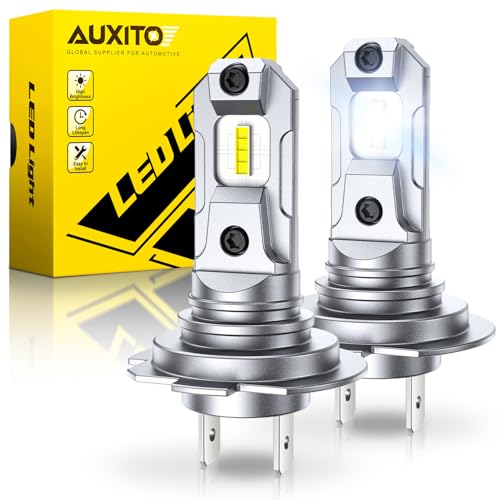 AUXITO H7 LED Bulbs, 500％ Brighter 6500K White, 1:1 Mini Size No Adapter Required Easy install, H7ll Fanless LED Kit Fog L...