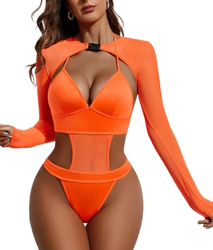 Avidlove Rave Outfits for Women Festival Sexy Lingerie Bodysuit Buckle Shrug Crop Top Set