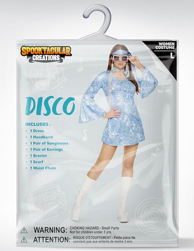 Spooktacular Creations 70s Disco Outfits for Women, Halloween Dress with 70s Accessories for Halloween Costumes Dance Party