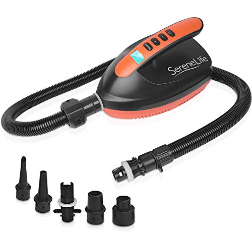 SereneLife Digital Electric Air Pump Compressor - 110W Rechargeable Quick Air Inflator w/ LCD, 0-16 Adjustable PSI, For In...