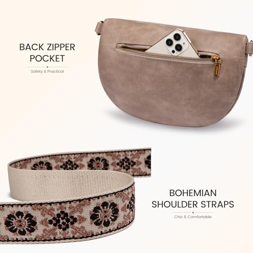 LOVEVOOK Fanny Packs for Women Cross Body, Vegan Leather Belt Bag for Women, Waterproof Sling Purse Fashion Waist Pack Des...