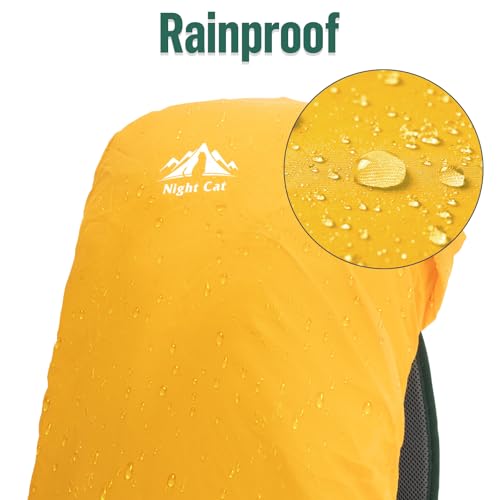 Night Cat Internal-frame Hiking Backpack: 50L Camping Backpack for Men Women Lightweight Waterproof Rain Cover Green