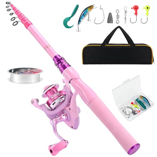 Castaroud Fishing Rod and Reel Combos, Carbon Fiber Telescopic Fishing Pole Kit with Spinning Reel, Fishing Line, Fishing ...