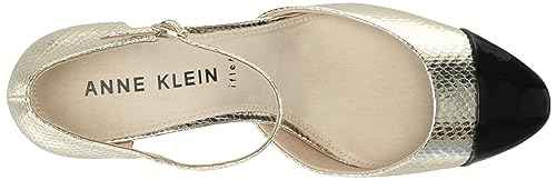 Anne Klein Women Pizetta Dress Heels, Light Gold with Black Patent Tip, 7, M