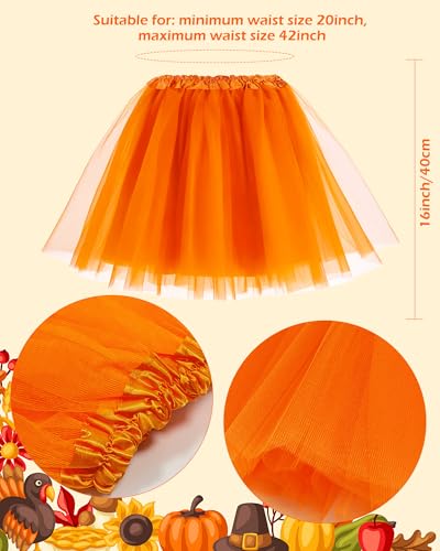 QLINLEAF Orange and Yellowe Tutu Costume Pom Pom Headband Mustache and Eyebrows Orange Furry Character Costume Set for Hal...