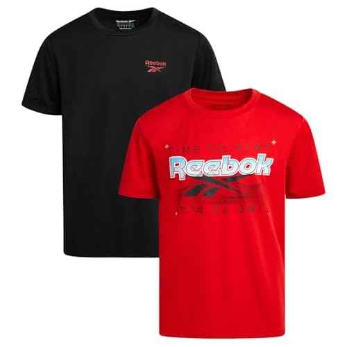 Reebok Boys Shirts - 2 Pack Active Performance Dry Fit T Shirts for Boys - Athletic Training Tops for Kids (8-20)