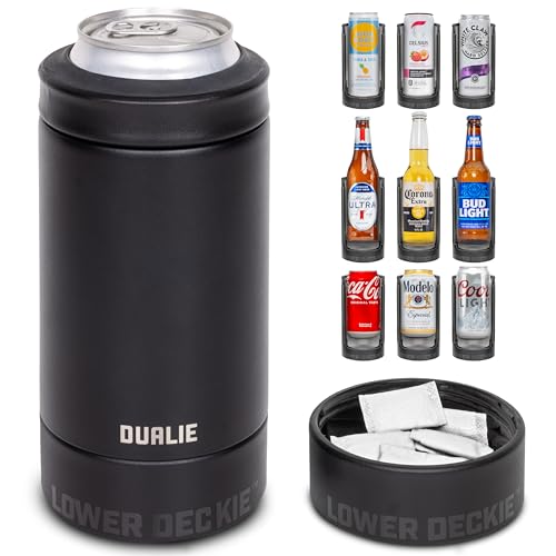 DUALIE Lower Deckie - Insulated 12 oz Can Cooler with Pouch Container - Universal Drink Holder with Built-in Pouch Bin - C...