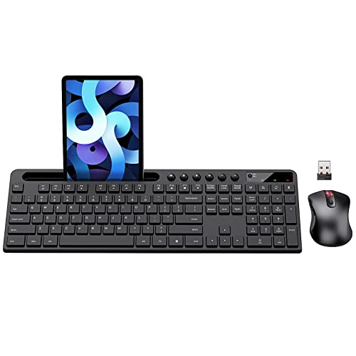 Wireless Keyboard and Mouse Combo, MARVO 2.4G Ergonomic Wireless Computer Keyboard with Phone Tablet Holder, Silent Mouse ...