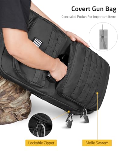 CVLIFE 30" 34" Soft Rifle Case Gun Backpack, Double Rifle Backpack Gun Bag Gun Case Covert Bug Out Bag, with Lockable Zipp...