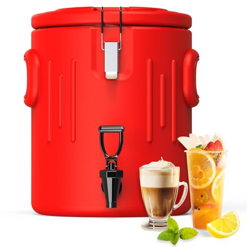 Insulated Beverage Dispenser 3.5 Gallon - [Stainless Steel Interior] [Hot &Cold Versatile] Hot Drink Dispenser with Spout,...