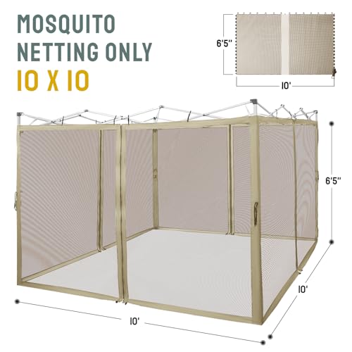 CROWN SHADES Gazebo Mosquito Net for 10 x 10 Pop Up Canopy - Patio Gazebo Mesh Sidewall with Zipper for Outdoor Tent, Gard...