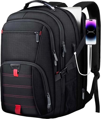 Extra Large Travel Laptop Backpack, 17.3 Inch Carry on Backpack for Men Women with USB Port, 50L Anti Theft Water Resistan...