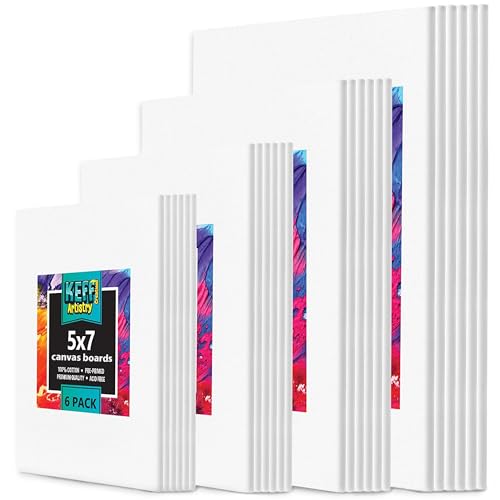 KEFF 24-Pack Canvas for Painting, 6 of 5x7, 8x10, 9x12,11x14 Painting Canvas Boards, Art Supplies for Adults & Kids - 100%...