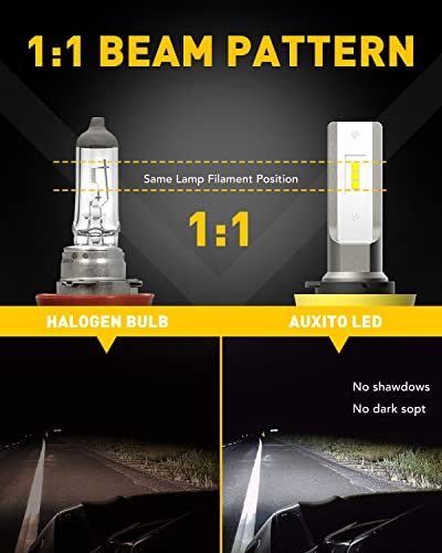 AUXITO H11/H8/H16 LED Fog Light Bulbs or DRL, 6000 Lumens 6500K Cool White Light, 300% Brightness, CSP LED Chips Fog Lamps...