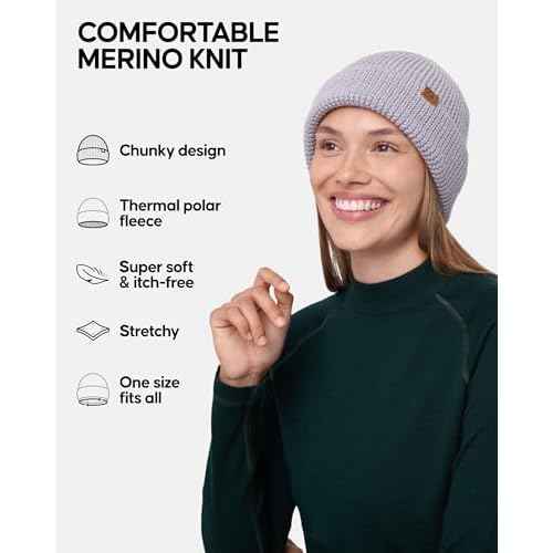 DANISH ENDURANCE Merino Wool Beanie for Men & Women, Fleece Lined Hat, Soft, Stretchy, Fisherman Beanie, Warm Wool Hat