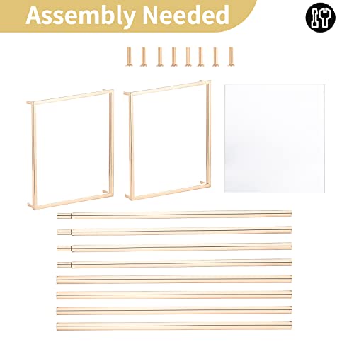 Nuptio Gold Vases for Centerpieces Wedding with Acrylic Panel - 2 Pcs 31.5 inch Tall Metal Flower Vase Flowers Stand - Ele...