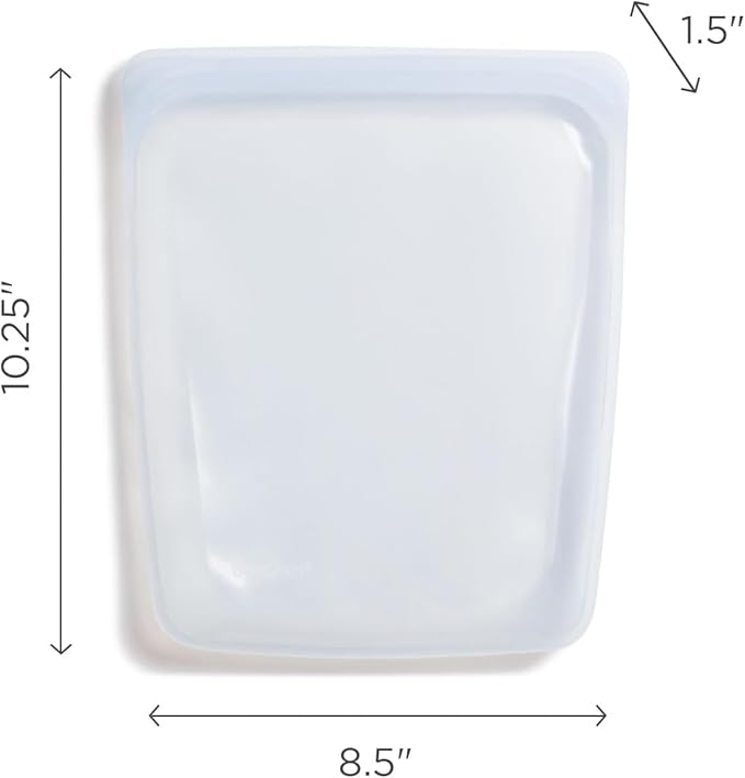 Stasher Silicone Reusable Storage Bag, Half Gallon Bag, Reusable Freezer Bag, Microwave, Dishwasher, Oven Safe, Sous Vide, Premium Lunch Container, Eco Friendly, Food Storage Bags, 64 oz, Clear