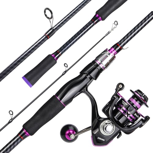 Sougayilang Spinning Fishing Combos, Carbon&Glass Fiber Composite 2 Piece Fishing Rods with 2000 Size Spinning Reel- 6'0"