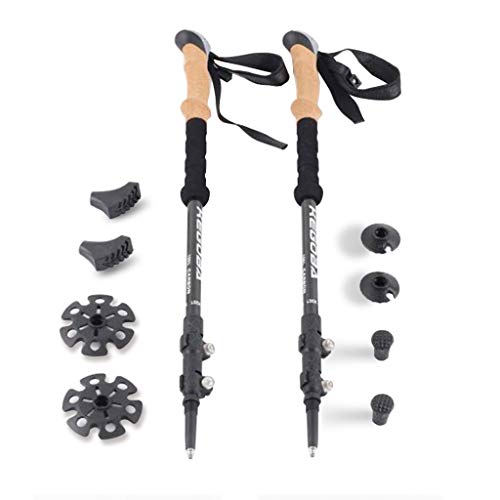 Kegoba Alpenstocks Trekking Poles -100 Percent Carbon Fiber,Lightweight Malleable and Strong with Cork Grip Quickly Flip-L...