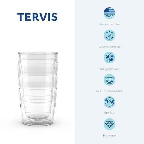 Tervis Made in USA Double Walled Dinosaurs Insulated Tumbler Cup Keeps Drinks Cold & Hot, 10oz Wavy - No Lid, Clear