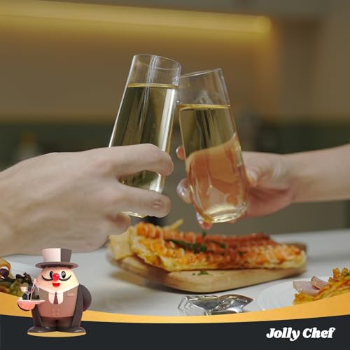 JOLLY CHEF 48 Pack Stemless Plastic Champagne Flutes 9 oz, Crystal Clear Stemless Plastic Toasting Glasses, Clear Disposab...