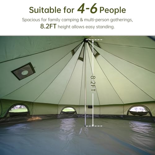 Oxford Bell Tent for Family Camping - Spacious 13.1ft /16.4ft Yurt with Stove Jack, Large Glamping Tents for 4-8 People, 4...