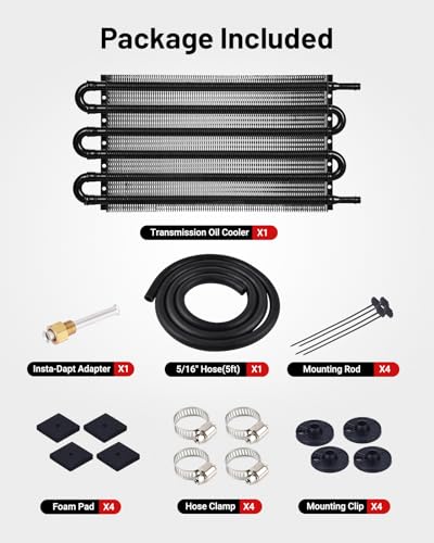 EVIL ENERGY 5/16" Transmission Oil Cooler, 6 Pass Tube and Fin Cooler Kit Universal Aluminium Black…