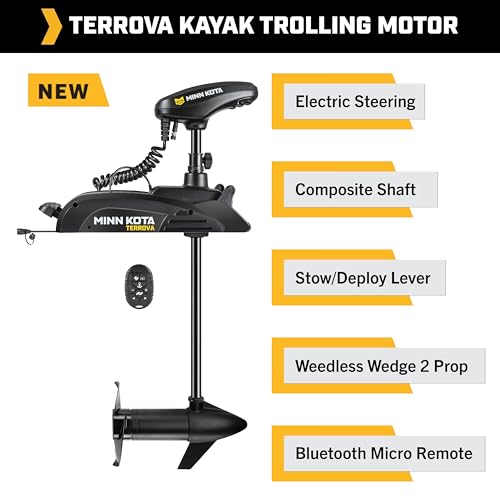 Minn Kota Kayak Terrova Bow-Mount Electric Trolling Motor with GPS – 55 Lb. Thrust, 36 in. Shaft, Freshwater