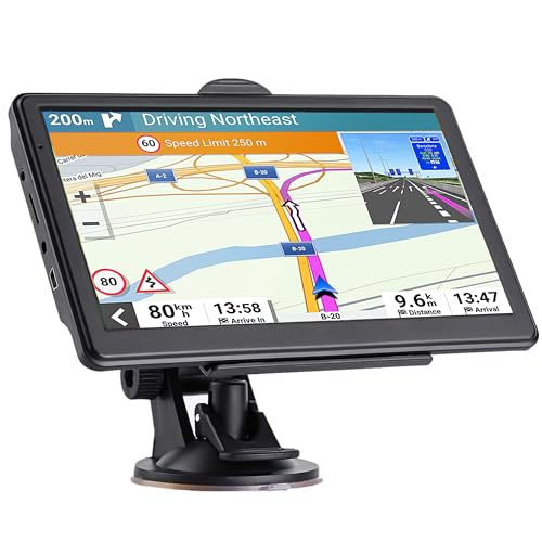 GPS Navigator for Car, 2026 Map 7 inch Touch Screen Car GPS 256-16GB,Voice Turn Direction Guidance, Support Speed and Red ...