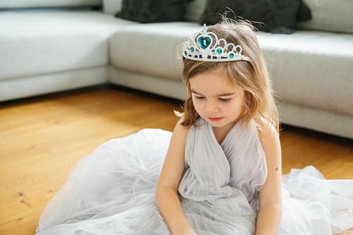 LUV HER Frozen-Themed Princess Crown & Wand Set - 8 Pack Includes 4 Tiaras & 4 Wands - Stunning ICY Blue & Silver Design -...