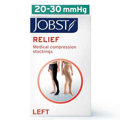 JOBST Relief Graduated Compression Stockings 20-30mmHg - Comfortable Unisex Design - Left Chap, Open Toe, Black, X-Large