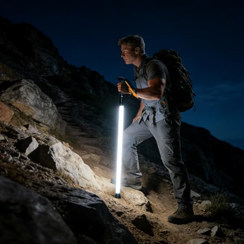 Hiking Poles with LED Light, Recharged Glowing Hiking Sticks, 360-Degree Soft Lighting, Ultra-Light Carbon Fiber & Aluminu...