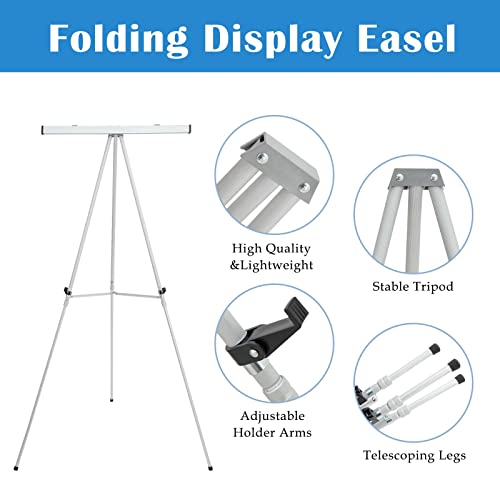 Falling in Art Aluminum Flip Chart Display Easel Stand with Adjustable Floor for Boardroom, Whiteboard, Paper Pads, Signag...