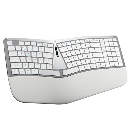 Nulea RT07B Wireless Ergonomic Keyboard - Split Keyboard, Wrist Rest, Natural Typing, Bluetooth and USB Connectivity, USB-...