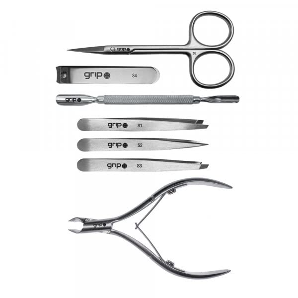 Grip Scissor Precision Stainless Steel S5 - Fine Tip Beauty Scissors for Eyebrows, Facial Hair & Nail Trimming - Rust-Resistant
