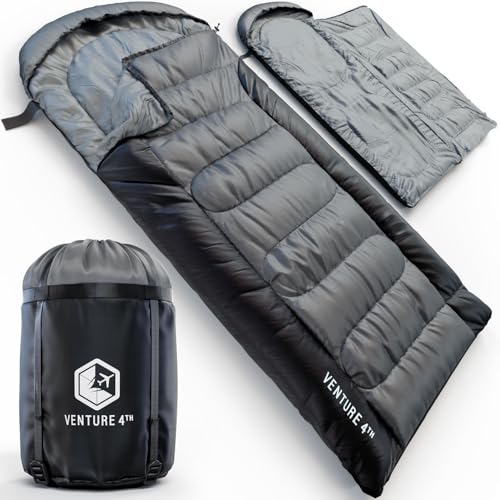 VENTURE 4TH Backpacking Sleeping Bag – XXL, Double and Single Sizes - Lightweight Warm & Cold Weather Sleeping Bags for Ad...