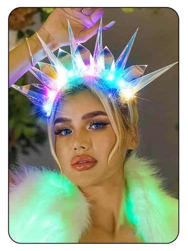 Catery Light Up Headband LED Rave Headpiece Halloween Costume Accessories for Women